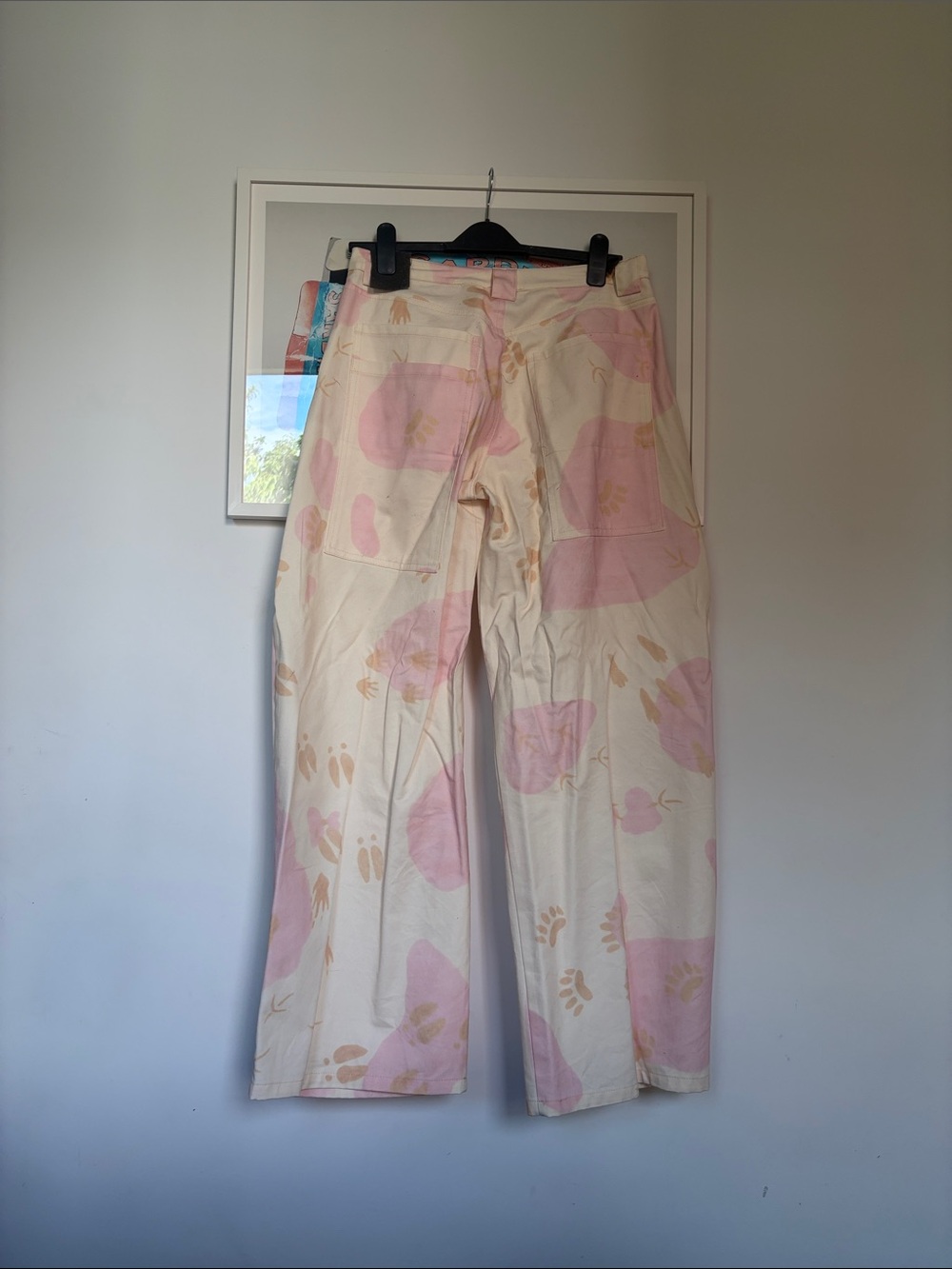 Collina Strada Cream and Pastel Pink Printed Trousers - Picture 2 of 3